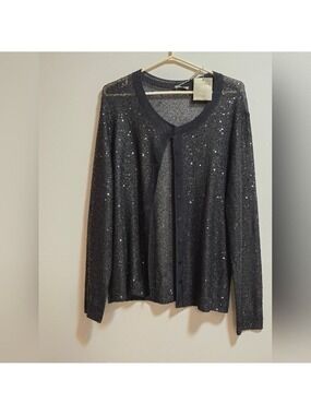 Planet see through black sequin cardigan size XL
